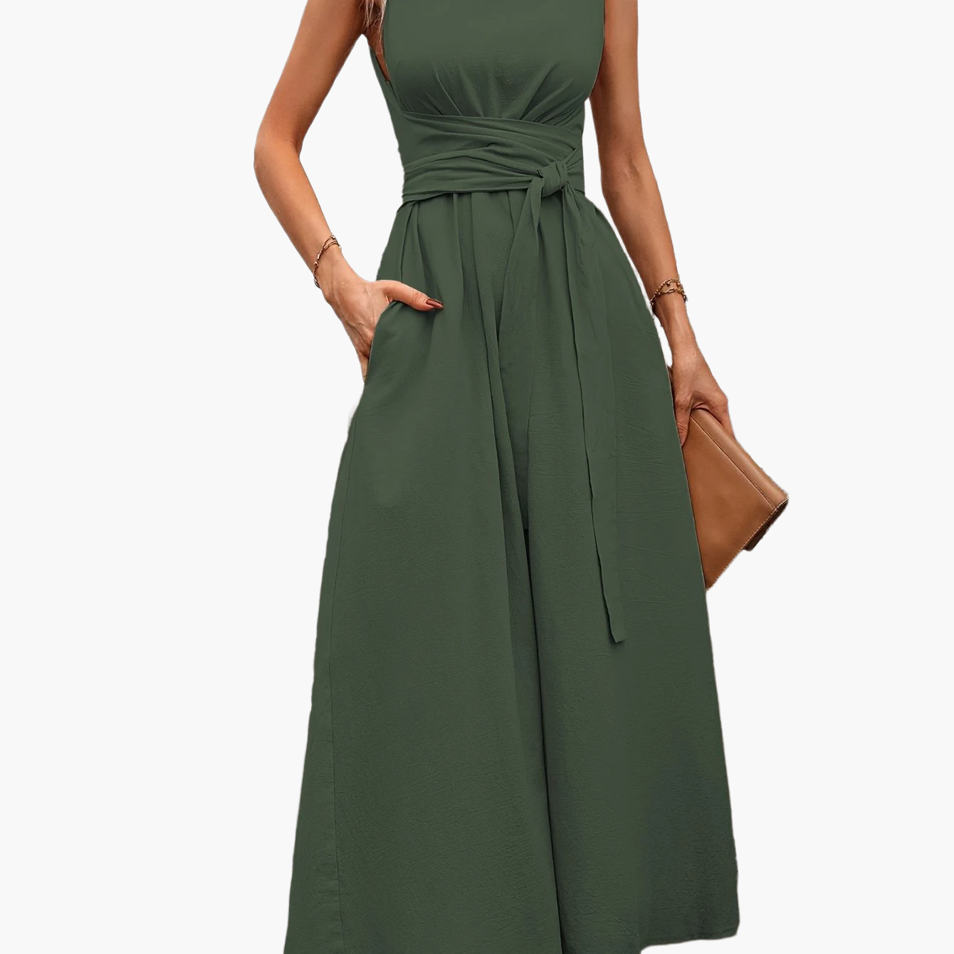 Dam Jumpsuit Elegant Ärmös Vid Benslut Sommar Fest och Vardag