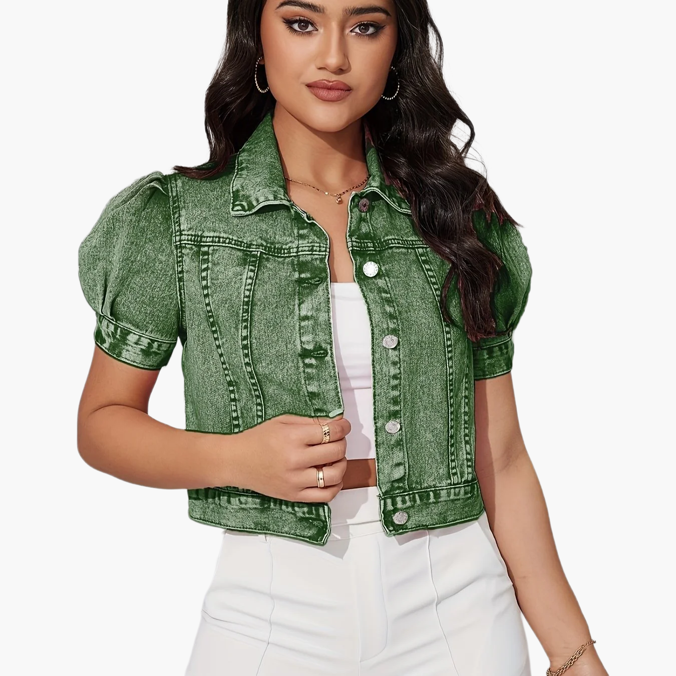 Dam Kort Jeansjacka Elegant Vår/Sommar Trendig Kortärmad