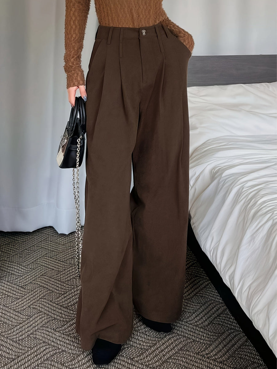 Bruna vida manchesterbyxor med hög midja