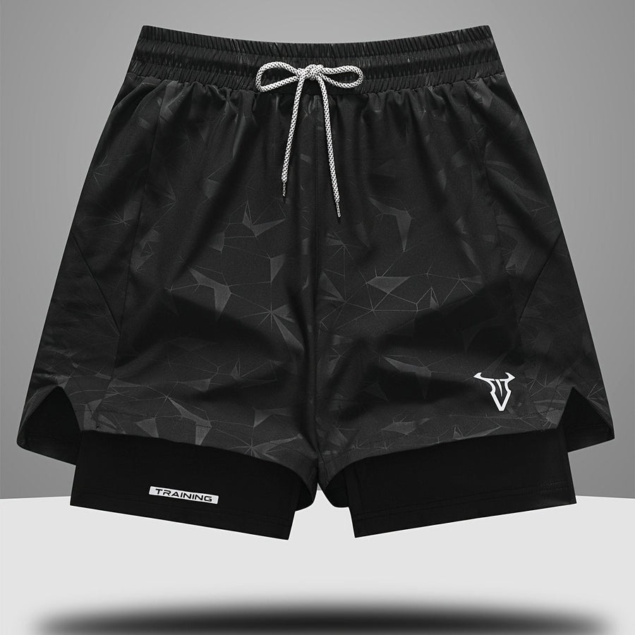 Herr Träningsshorts Sport Regular Fit med Fickor och Geometriskt Mönster