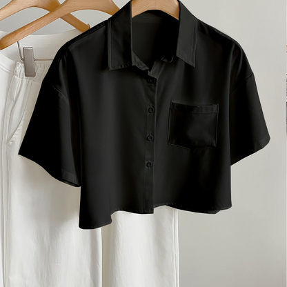 Dam Blus Kortärmad Skjorta Med Modern Cropped Passform För Vardagsbruk