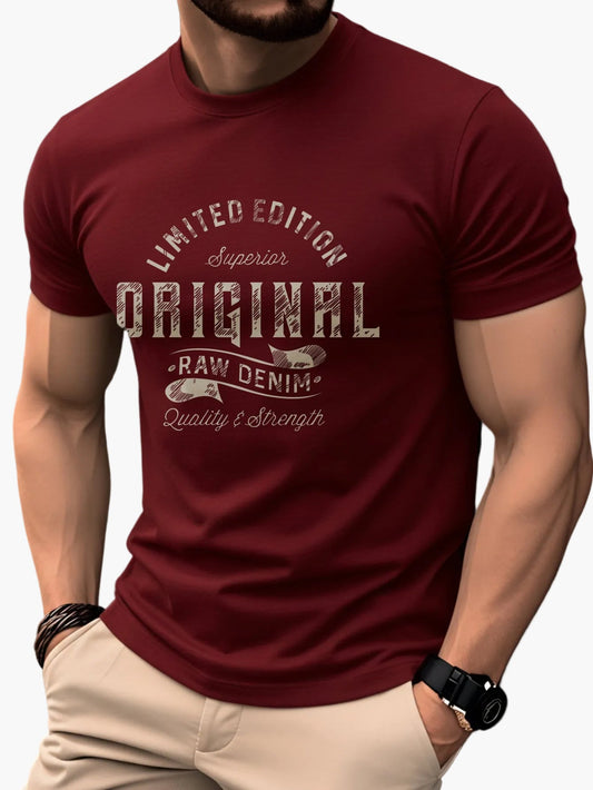 Herr T-shirt med tryck – Klassisk casual stil, grafiskt motiv, perfekt för vardagsbruk