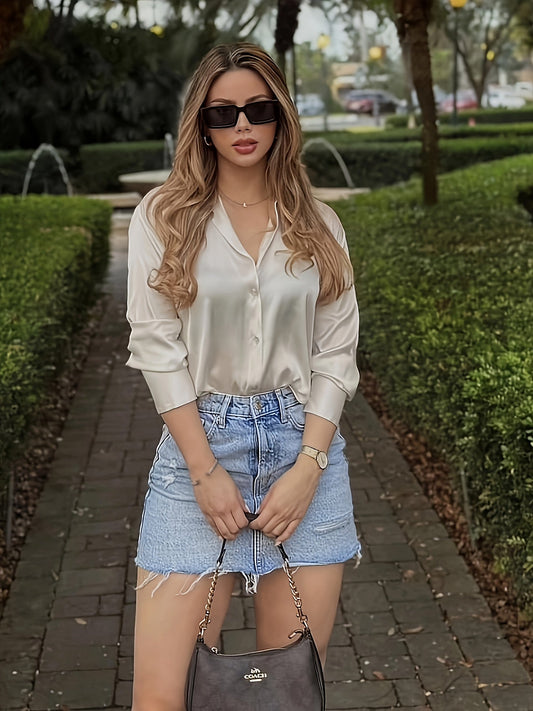 Dam Kjol och Blus Set – Elegant Sommarstil för Vardag och Fest