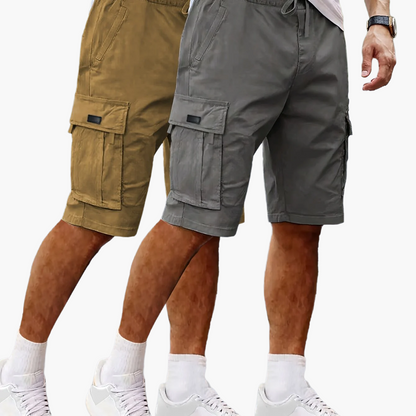 Herrarnas 2-pack avslappnade cargoshorts för utomhus och vardag