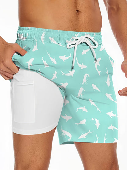 Herrars badshorts med roliga ankan-motiv – perfekt för strand och pool