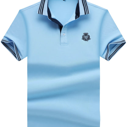Herr Pikétröja med Sportig Klassikerstil och Broderad Bröstlogotyp – Perfekt för Fritid och Golf
