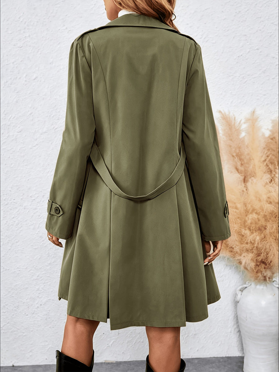 Dam Trenchcoat med Skärp, Dubbelknäppt och Fickor, Flerfärgade