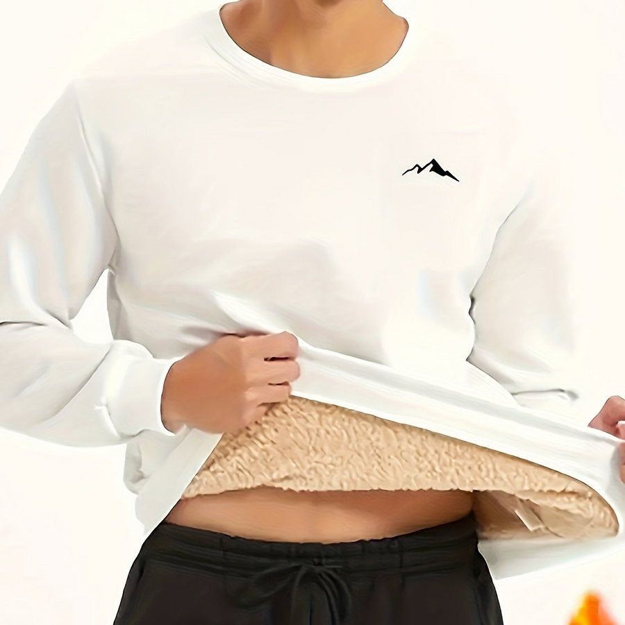 Unisex sweatshirt med borstat foder, bergslogga och rund hals