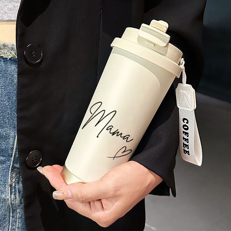 Kaffemugg med text 'Mama' – Perfekt present för kvinnor, modern och praktisk termosmugg för kaffe och te