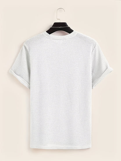 Herr T-shirt med modern nätstruktur och avslappnad passform – Perfekt för vardag och semester