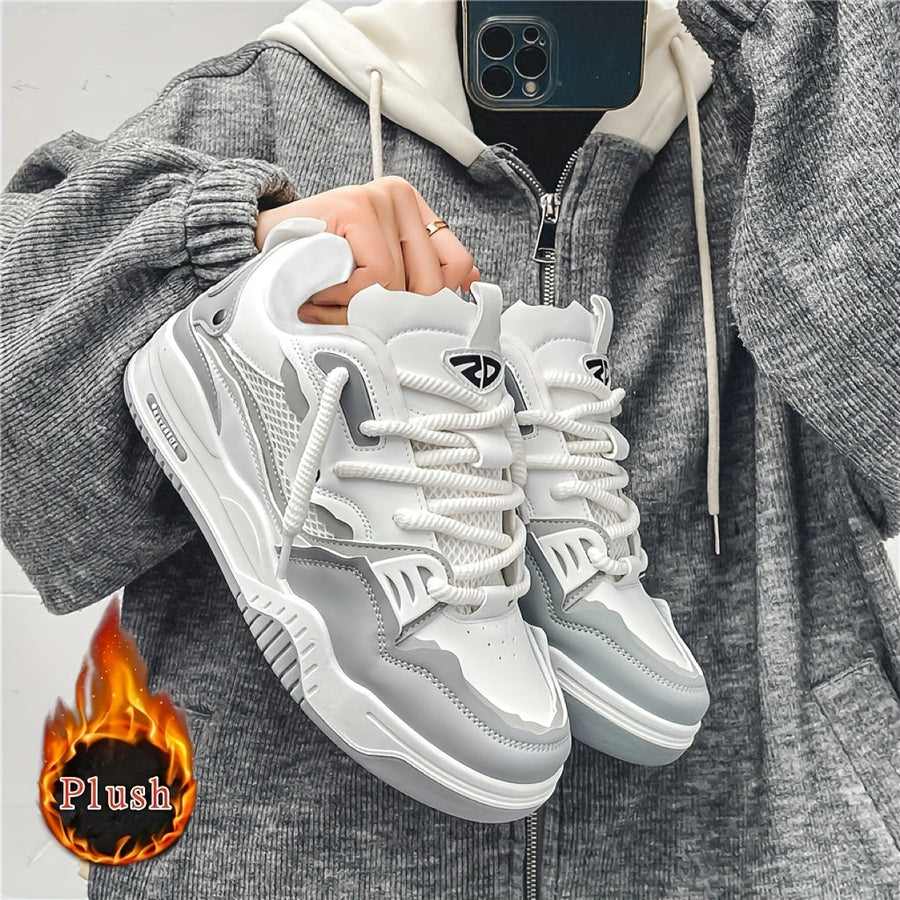 Unisex sneakers med tjock sula och plyschfoder, vinter