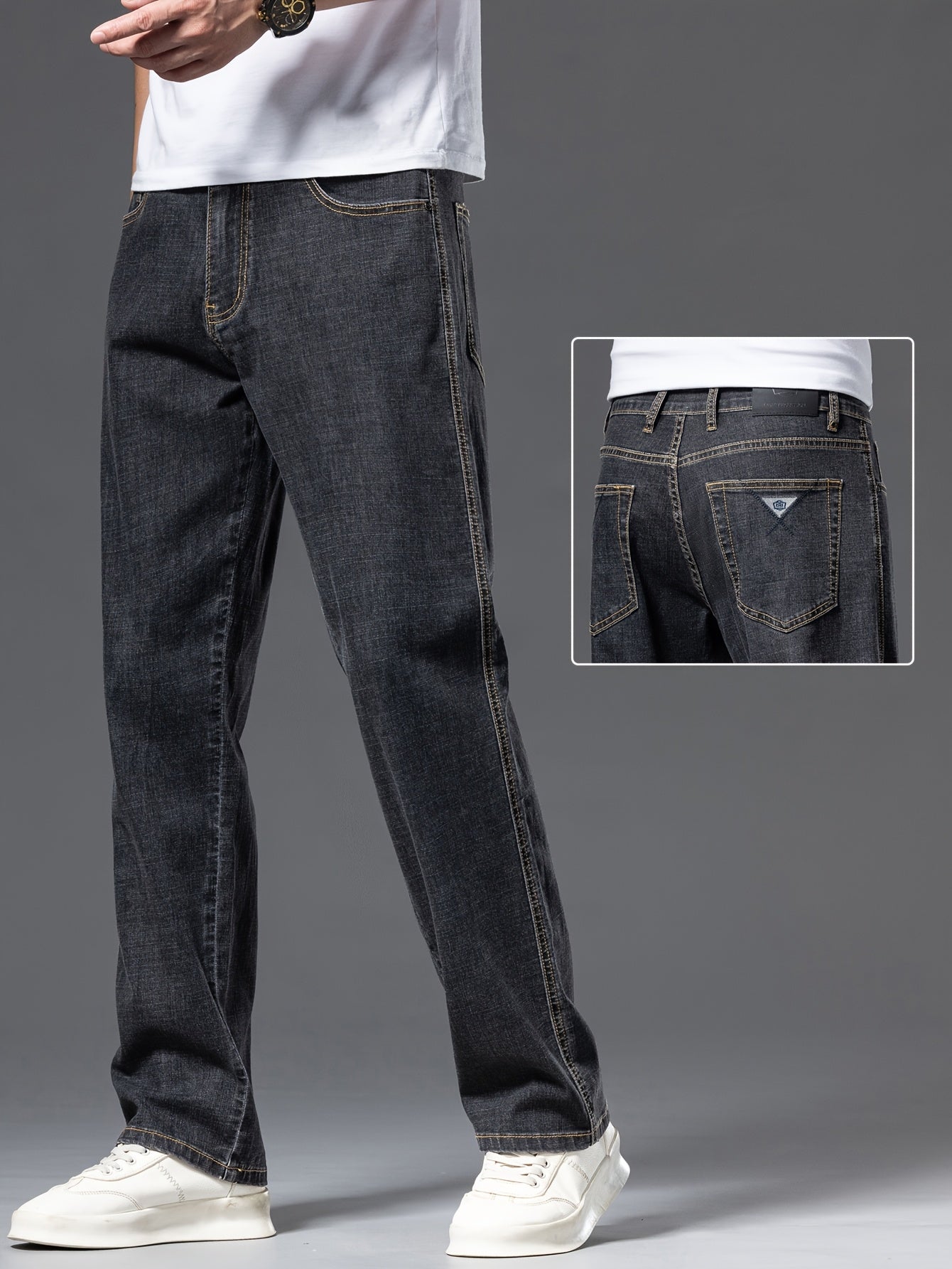 Herrjeans raka ben avslappnad stil för vardag och fritid