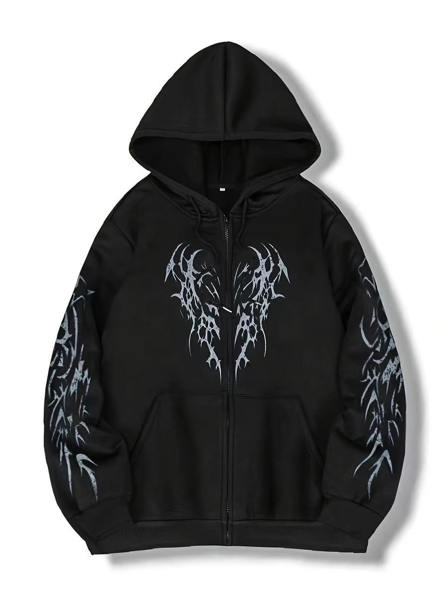 Unisex Hoodie med Dragkedja & Tribalmönster