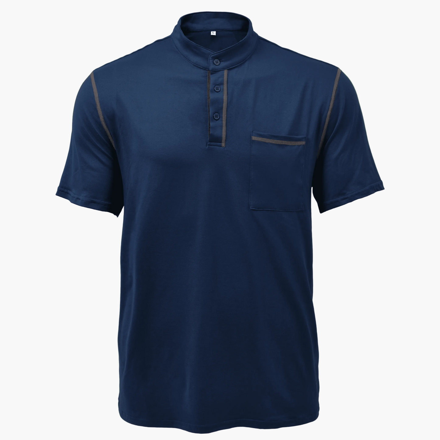 Herr T-shirt med Henley-krage och färgblock, kortärmad – Modern och avslappnad stil för vardag och fritid
