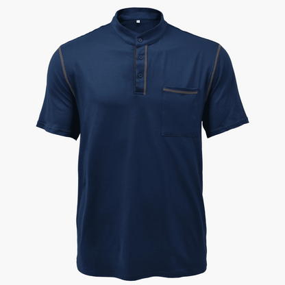 Herr T-shirt med Henley-krage och färgblock, kortärmad – Modern och avslappnad stil för vardag och fritid