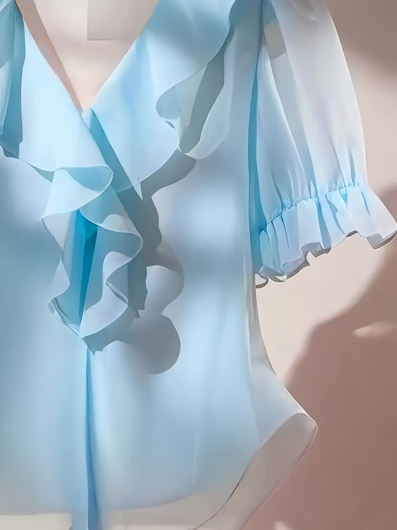 Damblus med volang och puffärmar för elegant och romantisk stil - Perfekt för vardag och fest