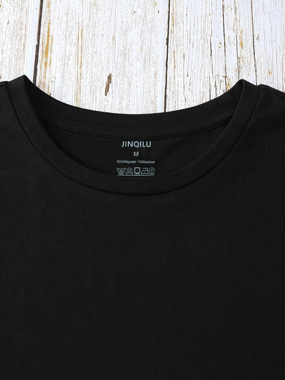 Dam T-shirt med blommigt och fjädertryck, avslappnad stil, perfekt för vardagsbruk