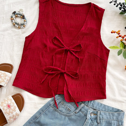 Dam Väst med Knytband och Boho-Design för Avslappnade Sommaroutfits