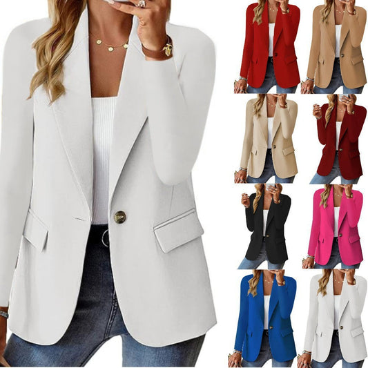 Melissa – Polyester Höst Långärmad Enfärgad Cardigan Liten Kostymjacka