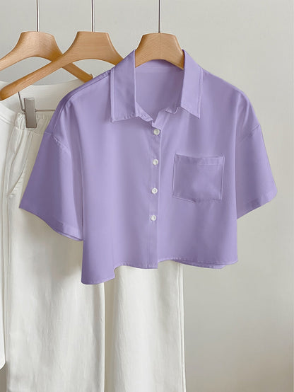 Dam Blus Kortärmad Skjorta Med Modern Cropped Passform För Vardagsbruk