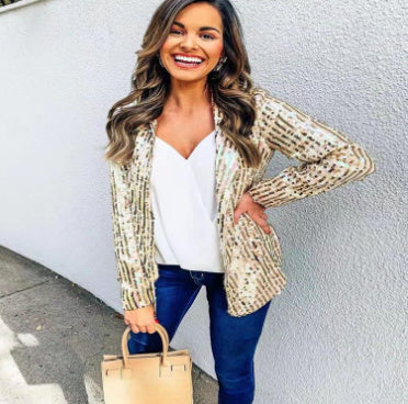 Alfred – Eleganta Blazer med Paljetter och Långa Ärmar