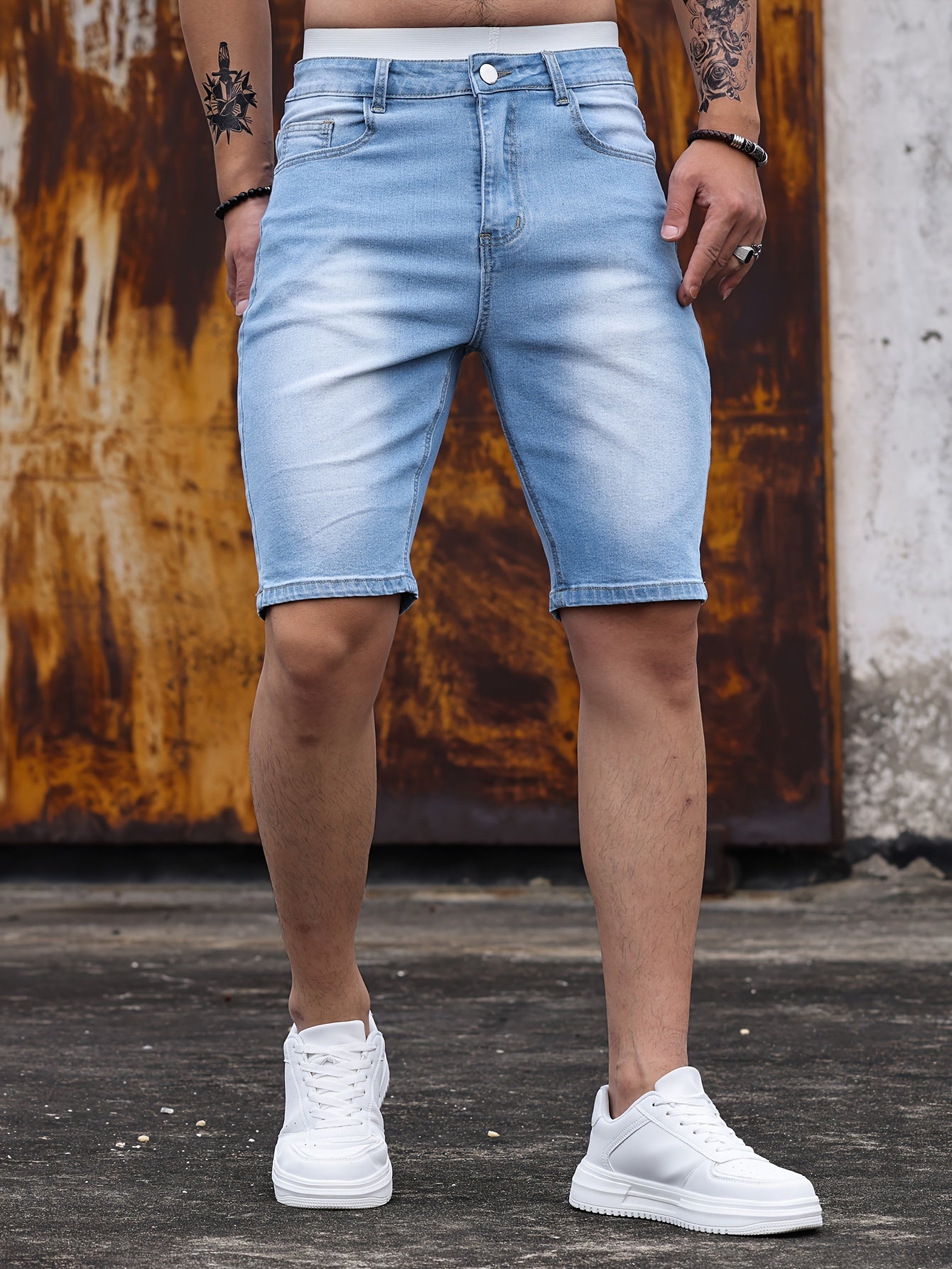 Herr Bermudashorts Skinny Jeans – Trendiga Kortbyxor för Sommar och Fritid