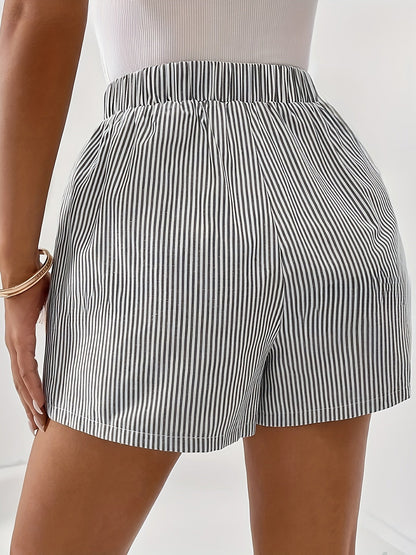 Damshorts med hög midja, randigt mönster, elegant sommarstil