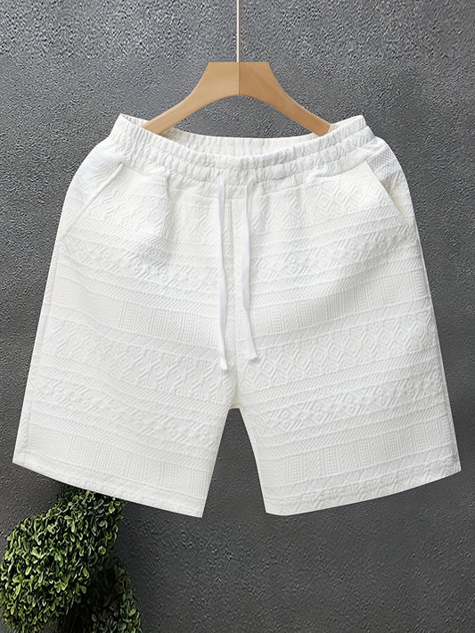 Herrshorts Avslappnad Stil Med Präglat Mönster För Fritid Och Träning