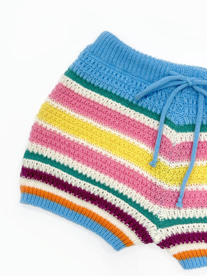 Dam Set Y2K Stickad Halterneck Topp och Shorts – Trendigt Sommaroutfit