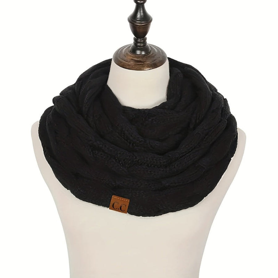 Stickad tubhalsduk i flätmönster för dam, mysig oändlighetssjal