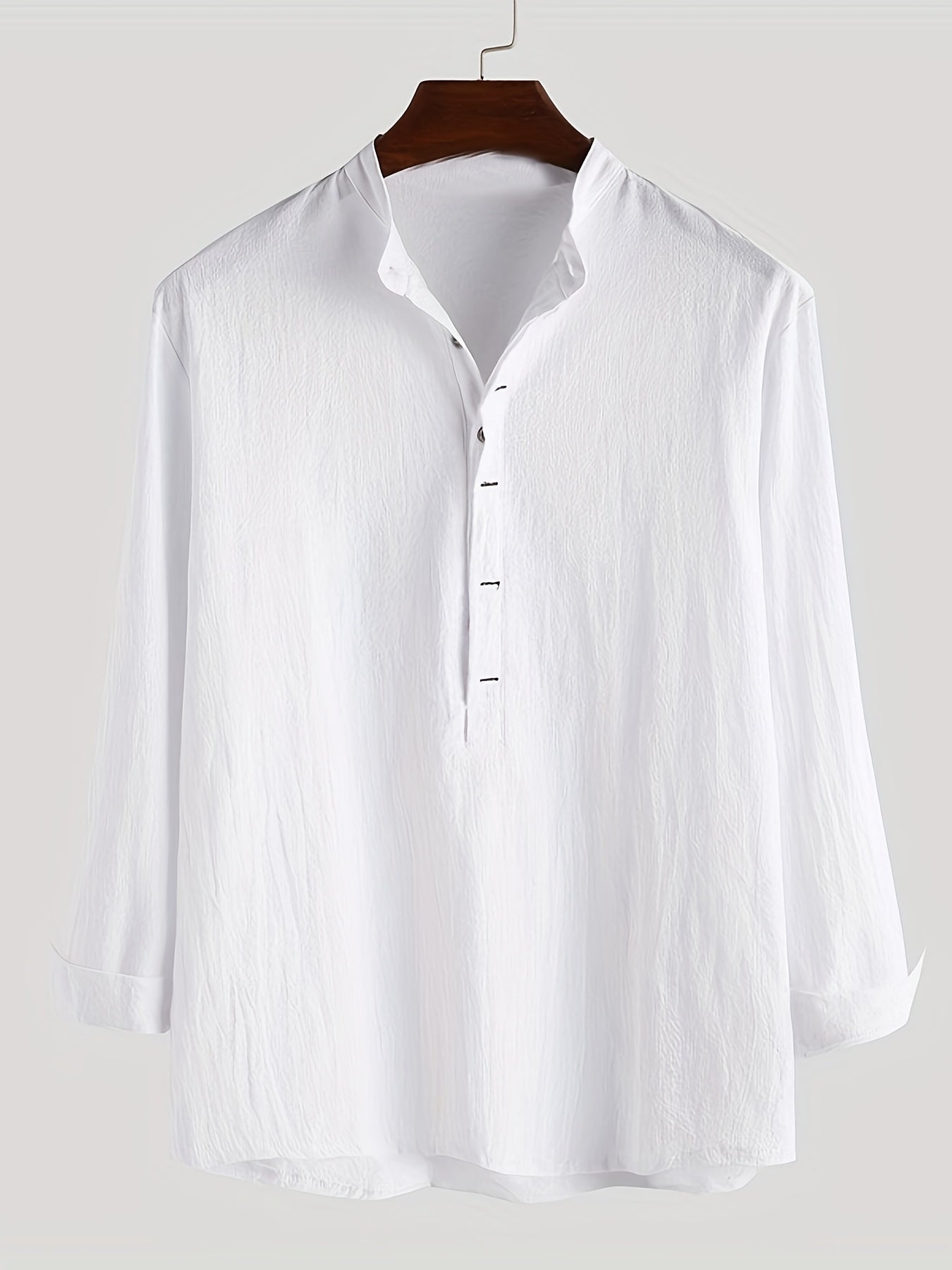 Herr Skjorta Henley Långärmad Avslappnad Modern Stil