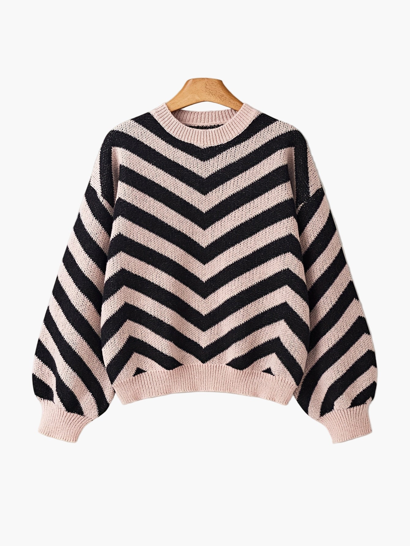 Damtröja med Chevronmönster – Elegant stickad pullover för höst och vinter