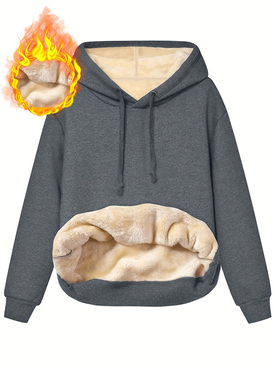 Fleecefodrad huvtröja med känguruficka och dragsko – Varm och mysig hoodie