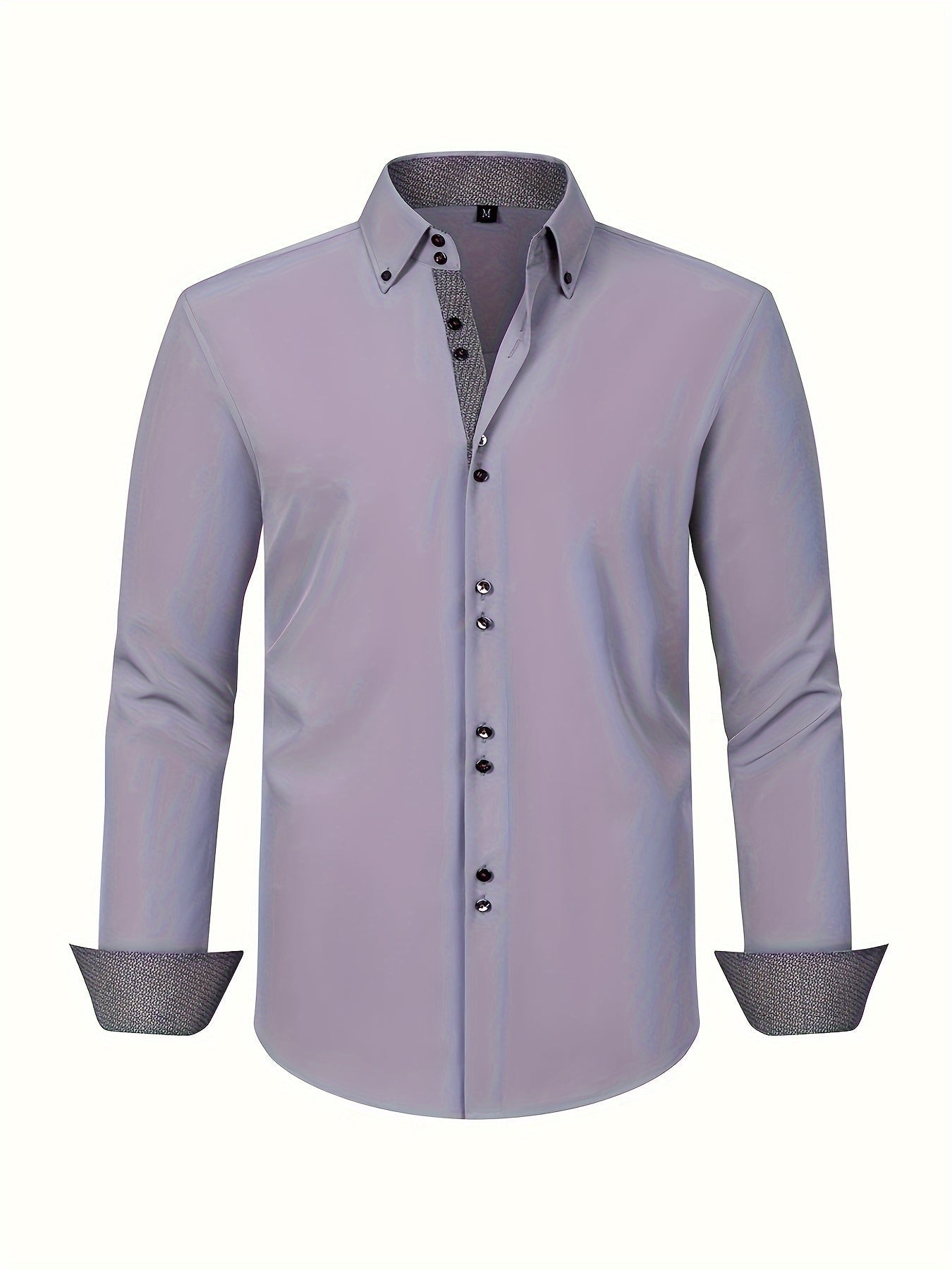 Herrskjorta Elegant Affärslook Långärmad Slim Fit – Perfekt för Kontor och Fest