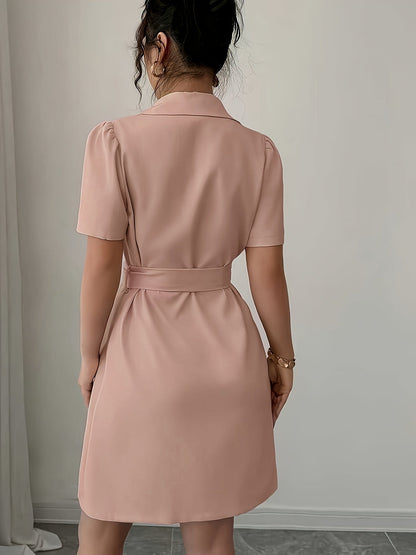 Dam Kavajklänning Med Bälte Dubbelknäppt Elegant Kontorsstil