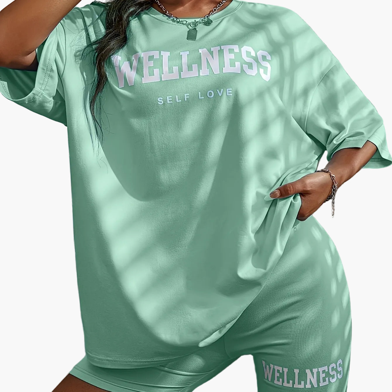 Wellness Self Love Damset – Avslappnad Lounge T-shirt och Shorts, Casual Vardagsträning