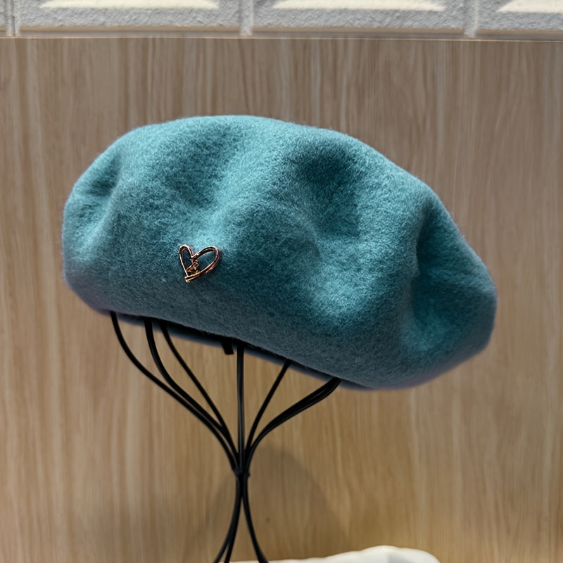 Women's Heart Charm Beret Hat