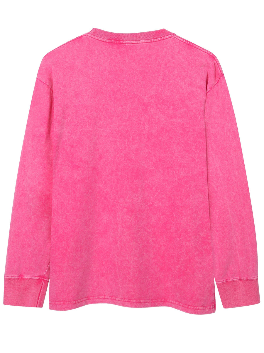 Unisex sweatshirt tvättad look långärmad tröja rund hals