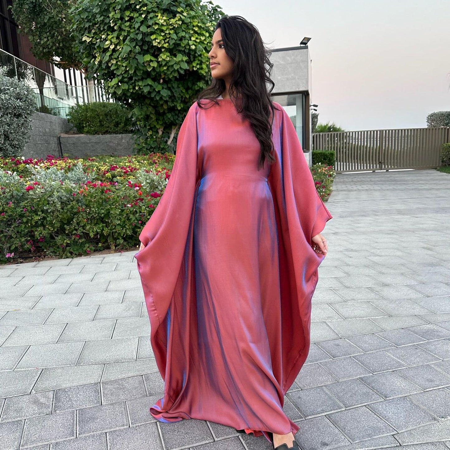 Dam Kaftan Festklänning Elegant Långärmad Lös Passform