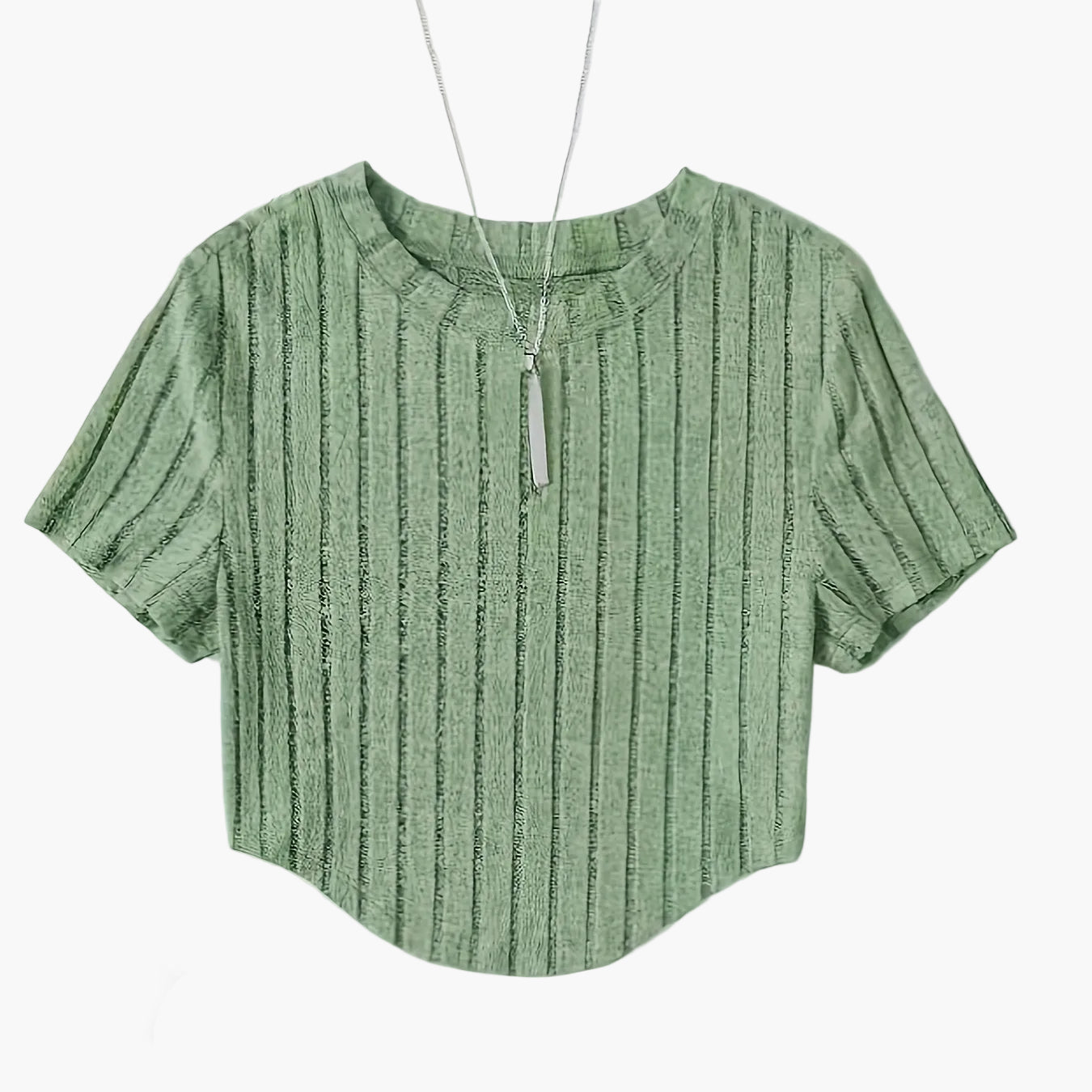 Dam Topp Kortärmad Ribbad Crop Top Casual Sommar