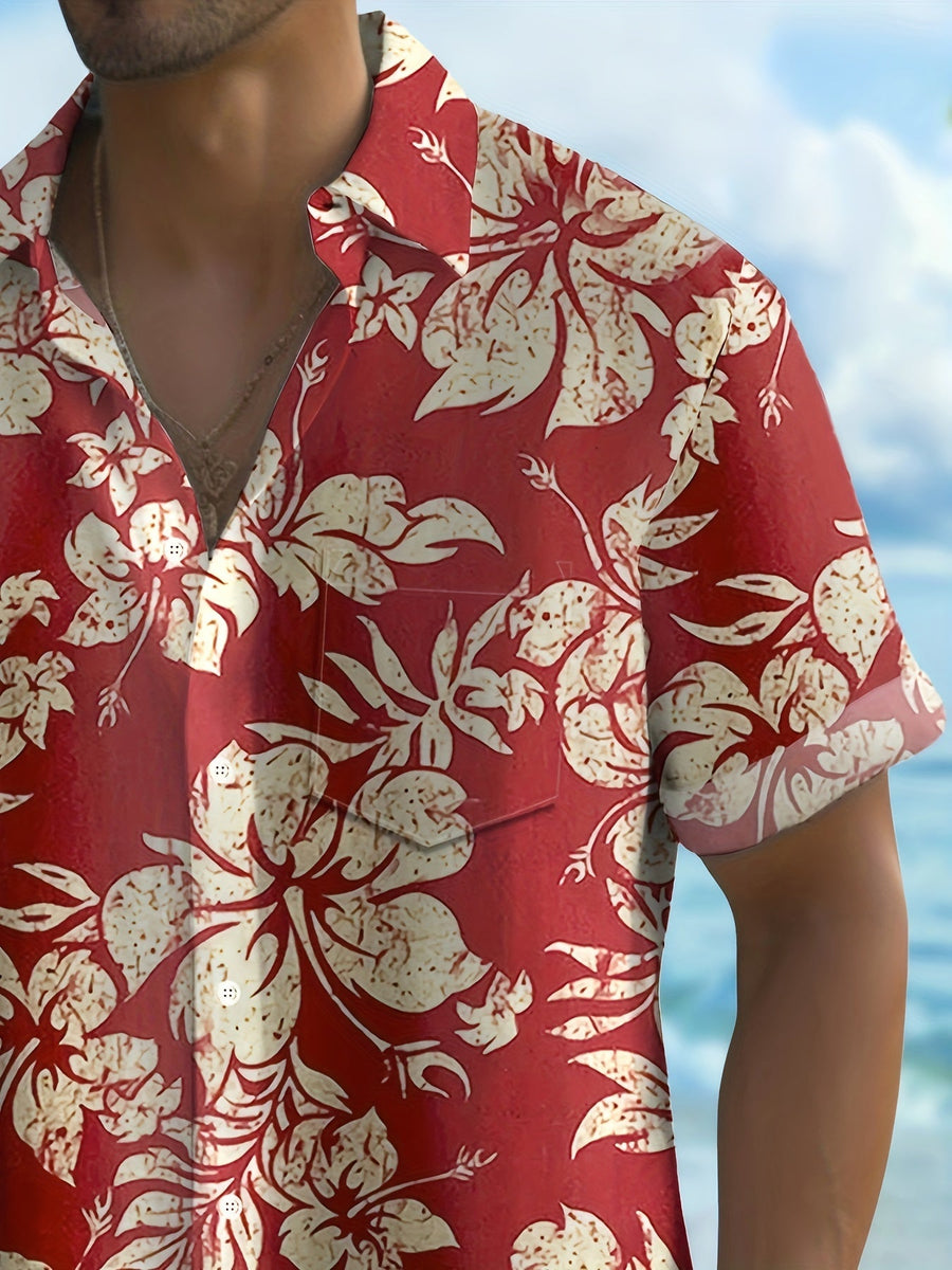 Herr Skjorta Hawaii-Style Blommig Kortärmad Sommar Semester