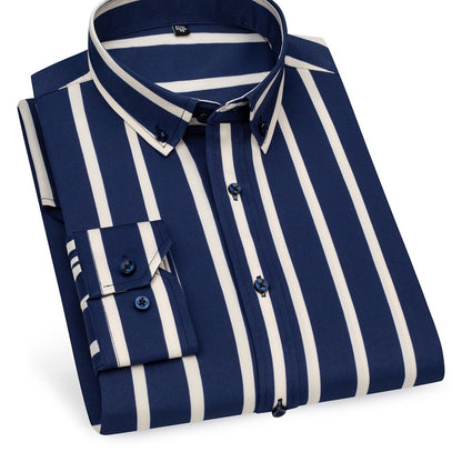 Herrskjorta Slim Fit Randig Stil för Vardagsbruk och Utekvällar