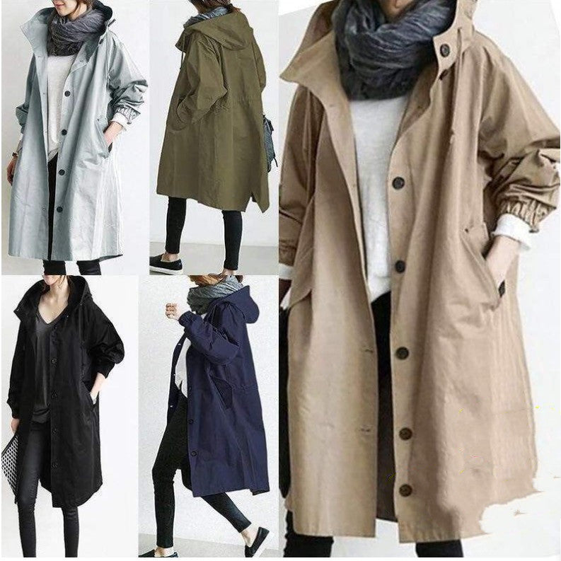Grace – Casual Style Vindjacka med Medellång Midja och Långa Ärmar