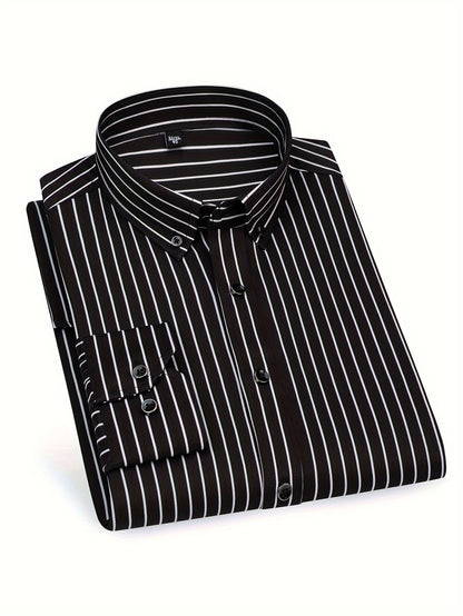 Herrskjorta Slim Fit Randig Stil för Vardagsbruk och Utekvällar