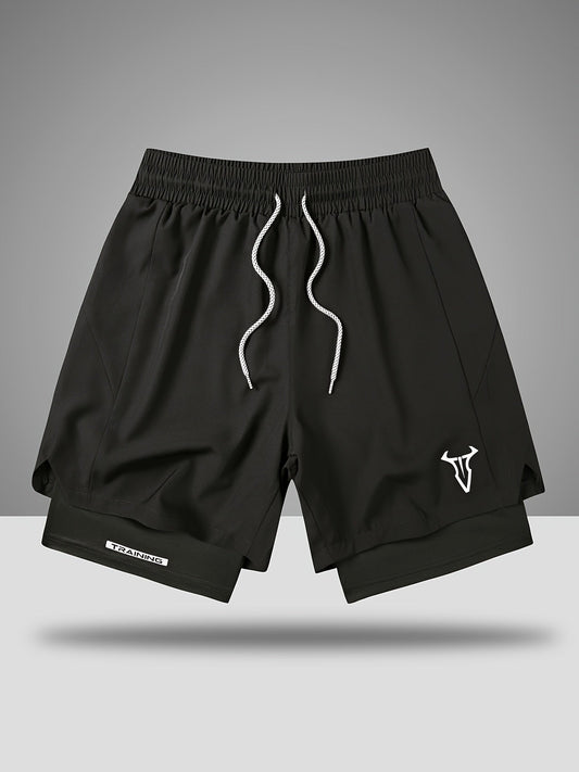 Herr Träningsshorts Sport Regular Fit med Fickor och Geometriskt Mönster
