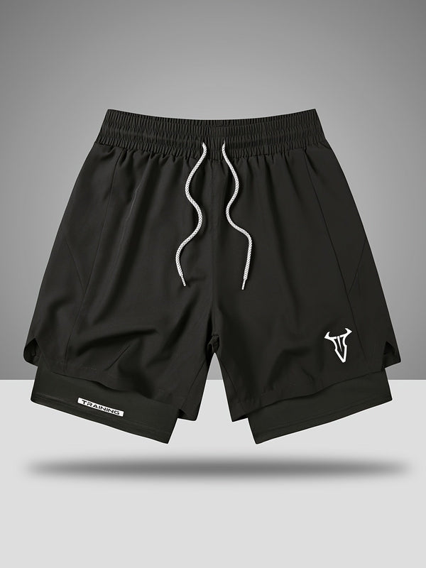 Herr Träningsshorts Sport Regular Fit med Fickor och Geometriskt Mönster