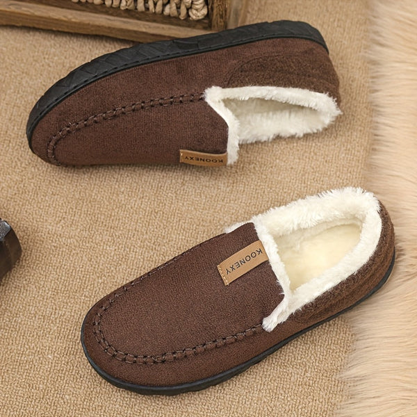 Bruna Inomhustofflor med Mjukt Foder för Herr, Moccasinstil