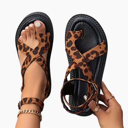 Dam Sandaler med Platåsula och Leopardmönster – Mode och Komfort för Sommaren