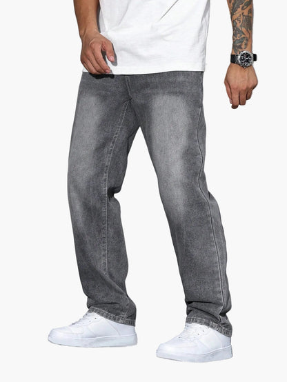 Herrjeans Loose Fit Streetwear Avslappnad Stil