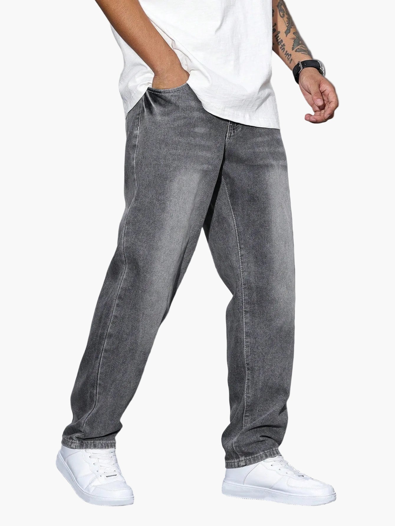Herrjeans Loose Fit Streetwear Avslappnad Stil